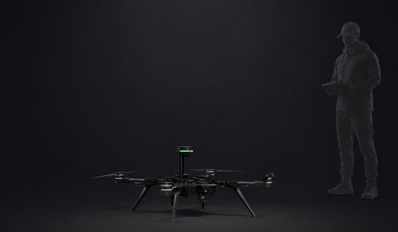 Freigestelltes Produktbild der VECTIS X Fusion M2 UAV-Plattform mit Sensorik und modularer Nutzlastarchitektur.